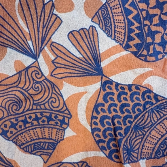 iCantoo Sea Shell Pattern Dress Peach Blue Summer Sleevless Beach Cover Vintage - Picture 6 of 7